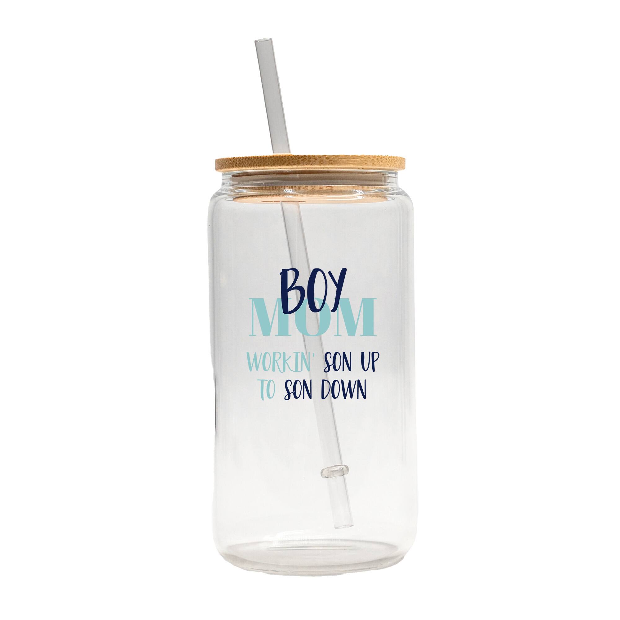 16oz. Boy Mom Glass Can Cup
